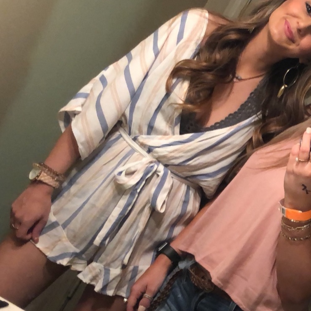 Ivory Striped Romper